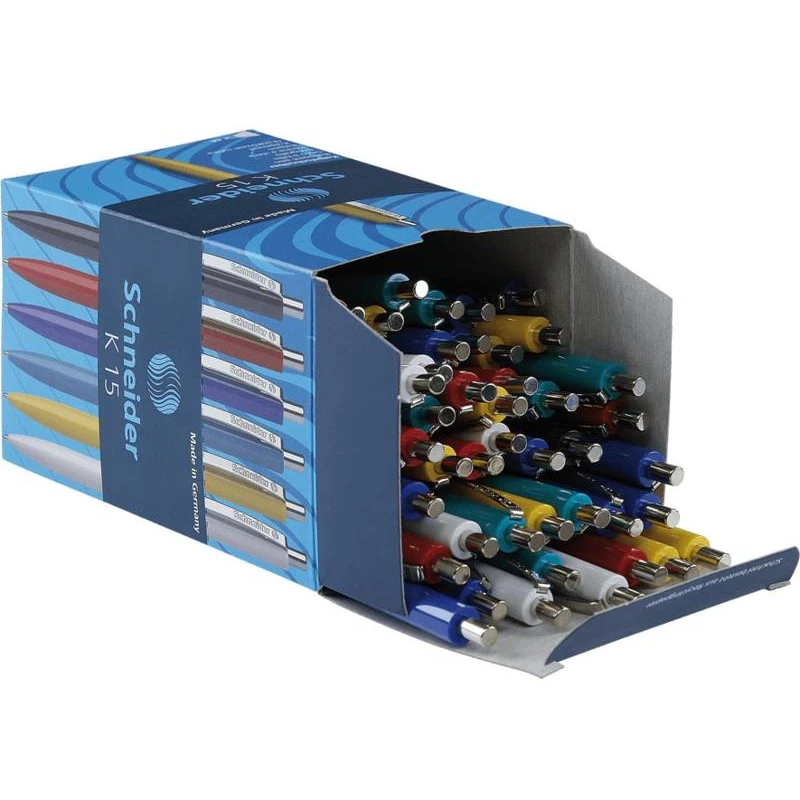 Kugelschreiber mit Clip, einziehbar, Schneider K 15 Blau Multicolour