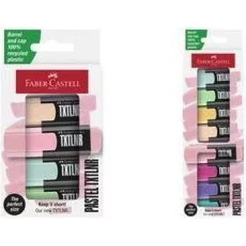 Marker-Set Faber-Castell 154214 Pastell-Textmarker, 4 Stück – Koralle, Grün, Hellgrün, Pink