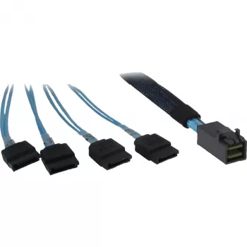 Kabel INTER-TECH SFF-8643 auf 4x SATA/SAS 0,7 m 12 Gbit/s blau