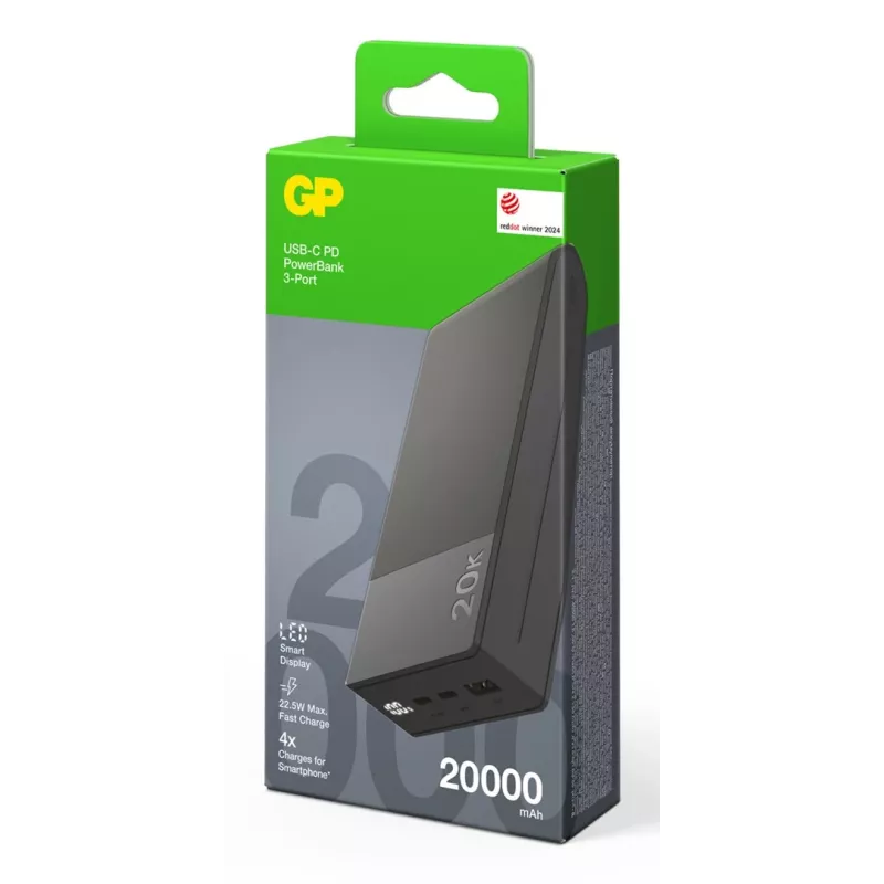 GP Battery GP PowerBank M2+ 20C 20000mAh 2xUSB-C/1xUSB-A schwarz LED-Anz. (GPPBM20CGYMSR287)