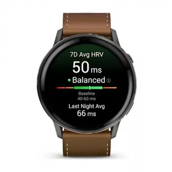Smartwatch GARMIN Venu 4 45 mm (1,4 Zoll) AMOLED 454×454 px, Wi‑Fi, GPS, 8 GB, schwarzes Gehäuse, braunes Lederarmband