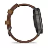 Smartwatch GARMIN Venu 4 45 mm (1,4 Zoll) AMOLED 454×454 px, Wi‑Fi, GPS, 8 GB, schwarzes Gehäuse, braunes Lederarmband