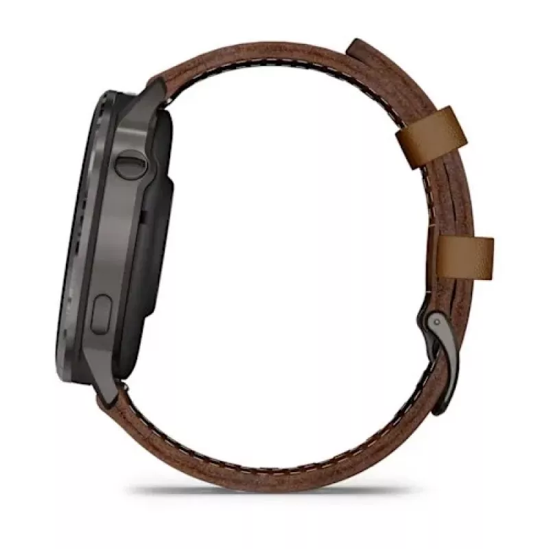 Smartwatch GARMIN Venu 4 45 mm (1,4 Zoll) AMOLED 454×454 px, Wi‑Fi, GPS, 8 GB, schwarzes Gehäuse, braunes Lederarmband