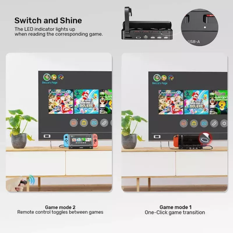 Handheld-Gaming-Konsole Dockstation Unitek G1002F01 — USB-Docking-Anschluss, schwarz