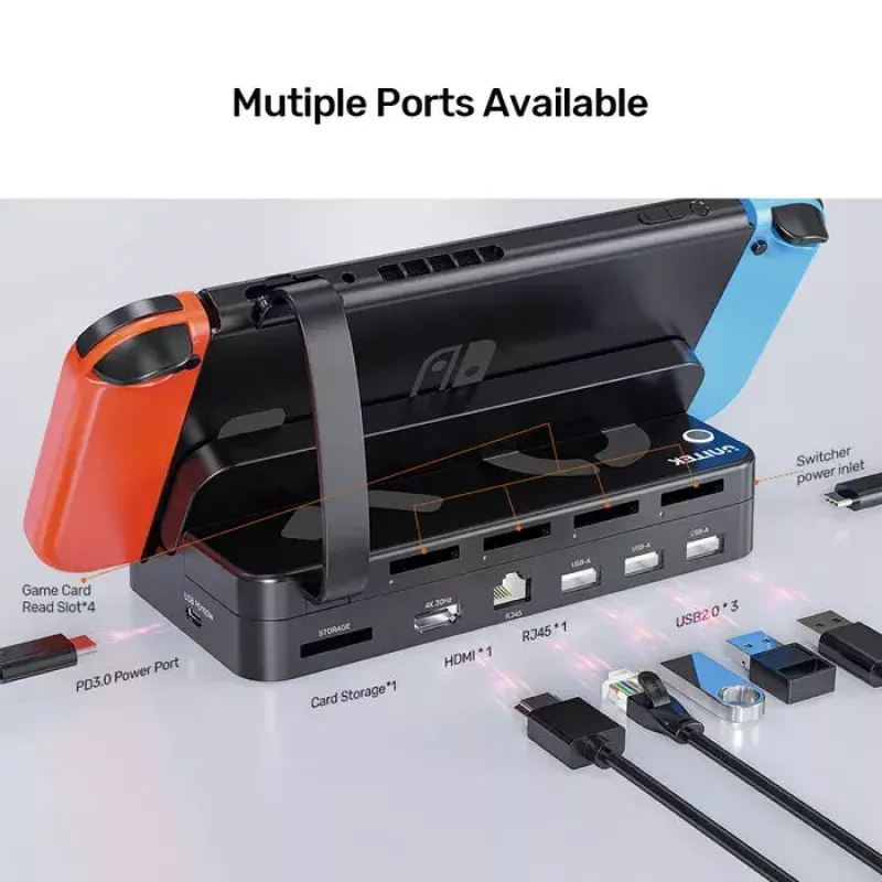 Handheld-Gaming-Konsole Dockstation Unitek G1002F01 — USB-Docking-Anschluss, schwarz