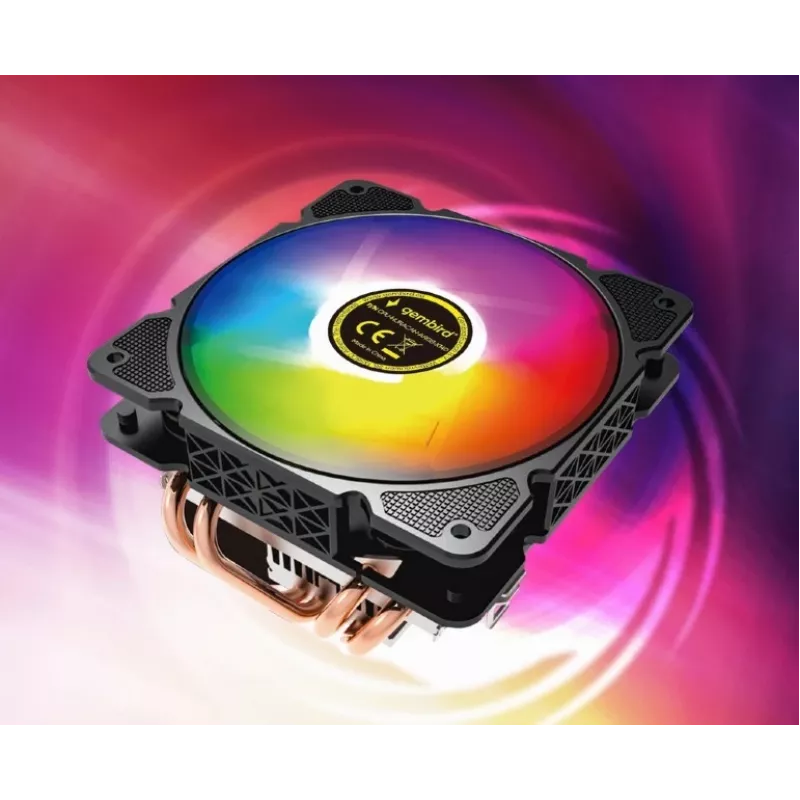 Luftkühler Gembird CPU-HURACAN-ARGB-X140 12 cm Schwarz Weiß 800-1600 U/min