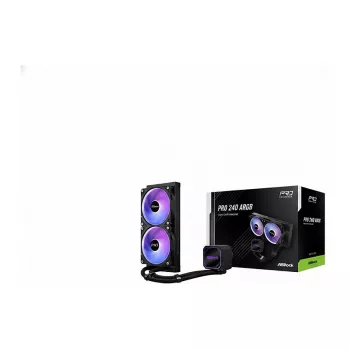 CPU-Kühler ASROCK Pro 240 ARGB Schwarz — 240-mm-Flüssig-AIO, ARGB-Beleuchtung, schwarzes Finish
