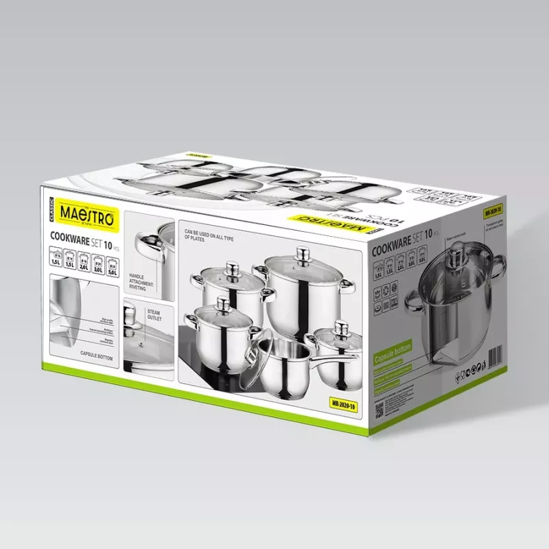 Kochset Maestro MR-2020-10 — 10-teiliges Topf- und Pfannenset
