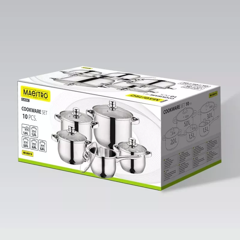 Kochset Maestro MR-2020-10 — 10-teiliges Topf- und Pfannenset