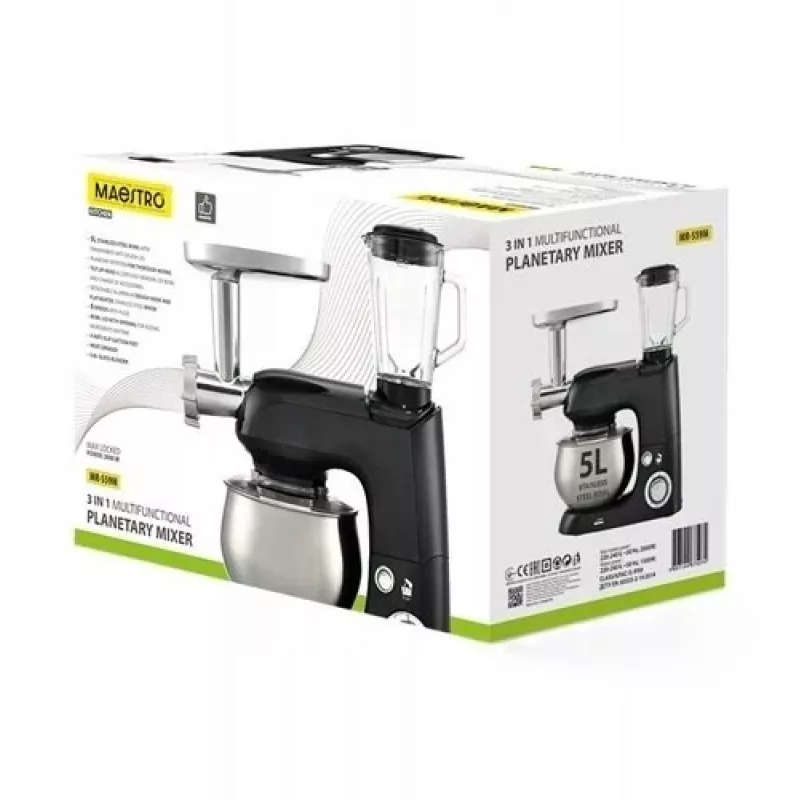 Planetenrührwerk Maestro MR-559-M 3-in-1, 2000 W, Multifunktions-Küchenmaschine