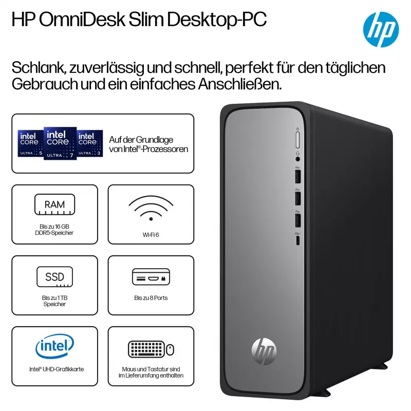 HP OmniDesk S03-0032ng - Schlanker Desktop - Core i3 i3-14100 - Komplettsystem - Core i3