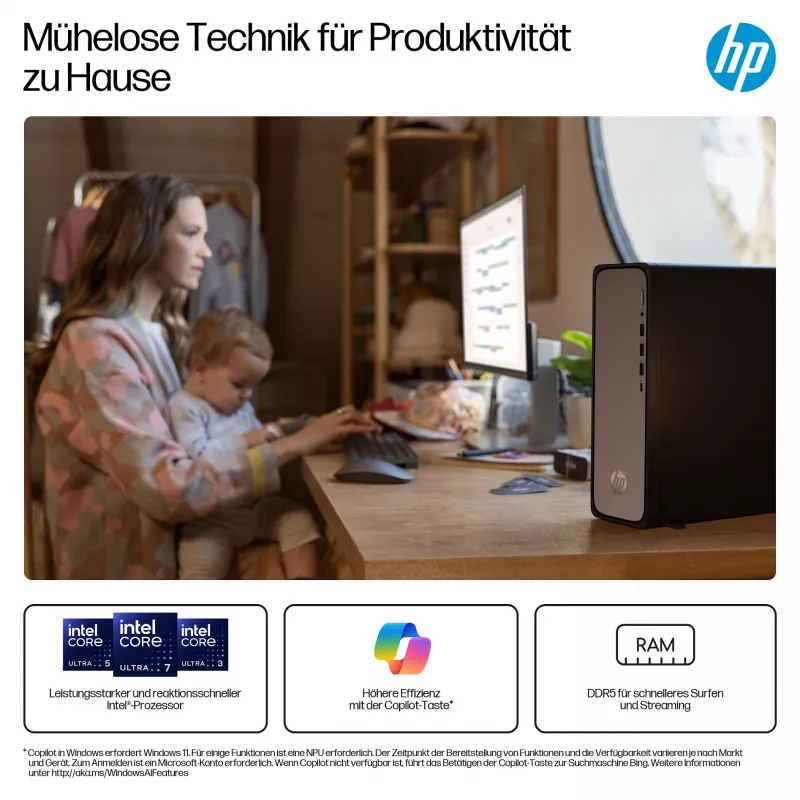 HP OmniDesk S03-0032ng - Schlanker Desktop - Core i3 i3-14100 - Komplettsystem - Core i3