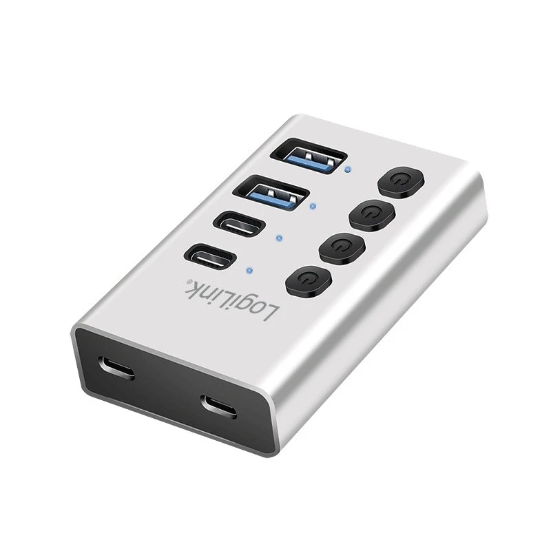 Hub USB 3.2 Gen 1, 4 Ports, USB-A/C, Ein-/Ausschalter