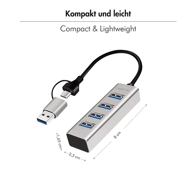 Hub USB 3.0 4-Port USB-A 5 Gbit/s