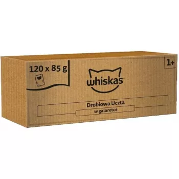 Nassfutter für Katzen Beutel Whiskas Drobiowa Uczta in Gelee 120 x 85 g (Multipack)