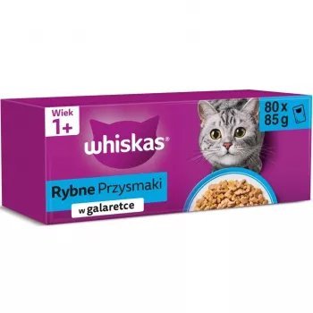 Nassfutter für Katzen Beutel Whiskas Rybne przysmaki w galaretce 80 x 85 g — Fisch in Gelee