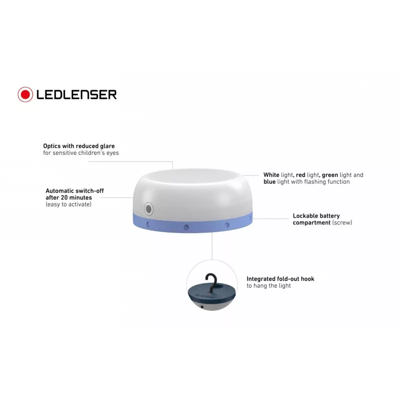 Batteriebetriebene Campinglaterne Ledlenser Kidcamp6 — LED RGB, 60 lm, AAA, ABS-Gehäuse, 95 g