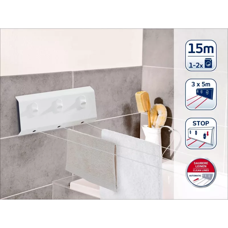 Wäscheleinen Leifheit 83107 Weiß Polyester 340 mm