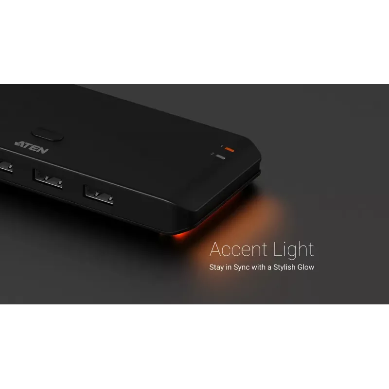 USB 2.0 Sharing Switch ATEN US4224 — 2x Host auf 4x Gerät, 480 Mbit/s, Schwarz