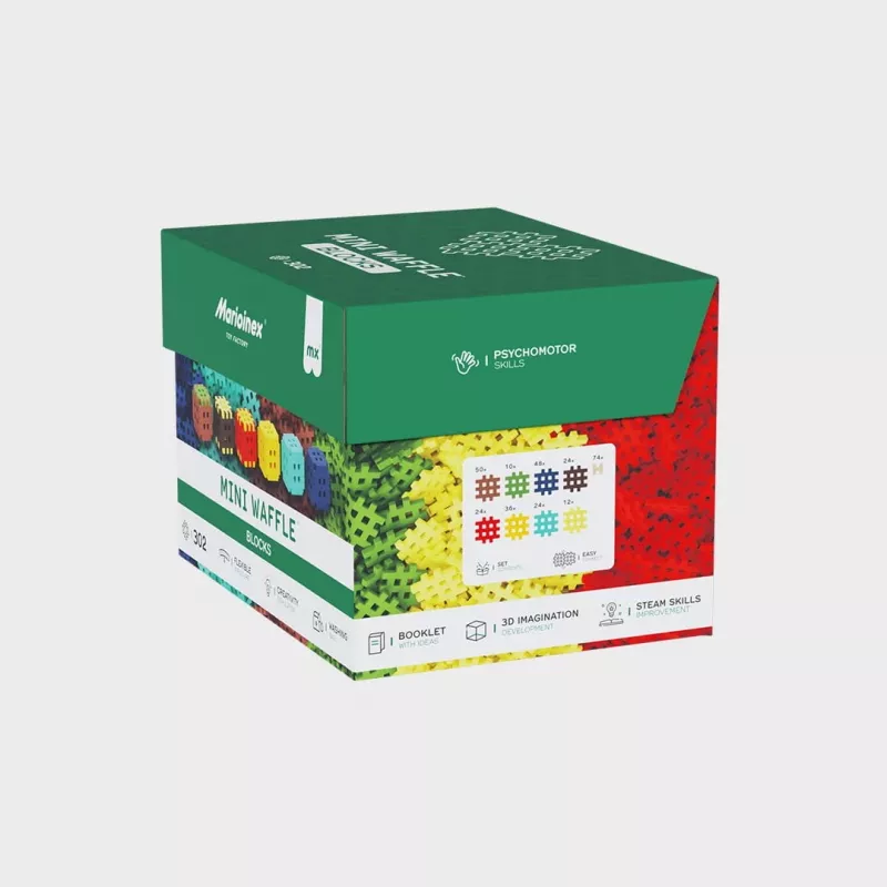 Konstruktionsbausteine Marioinex Mini Waffle 302 Teile — stapelbares, ineinandergreifendes Bau-Set
