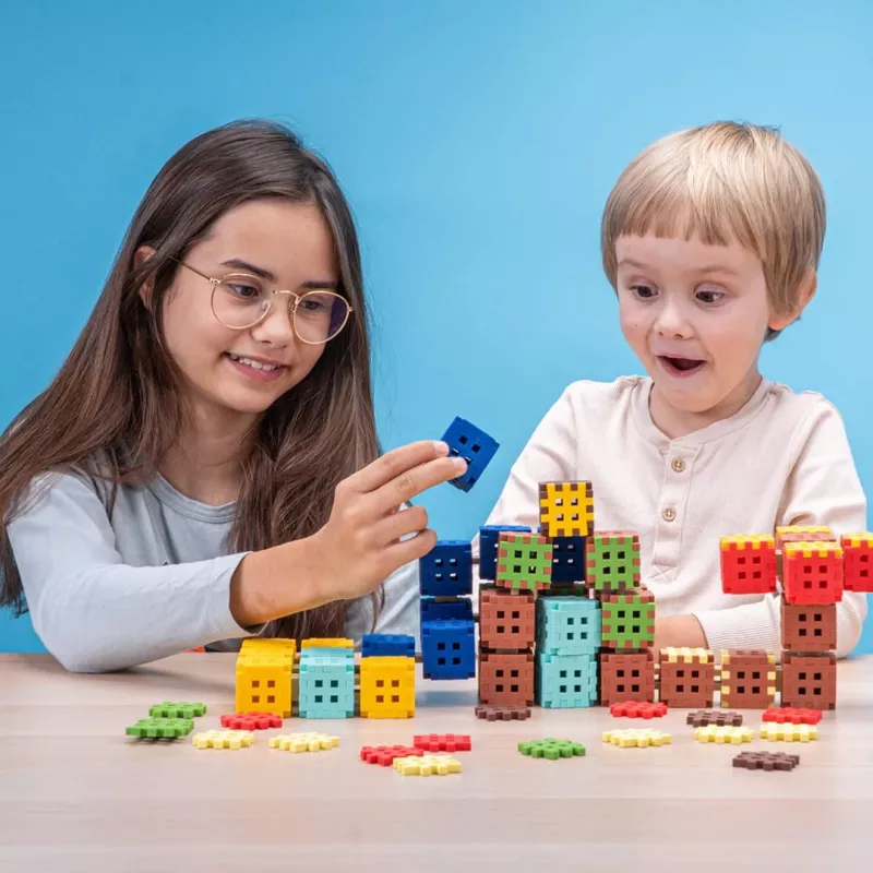Konstruktionsbausteine Marioinex Mini Waffle 302 Teile — stapelbares, ineinandergreifendes Bau-Set