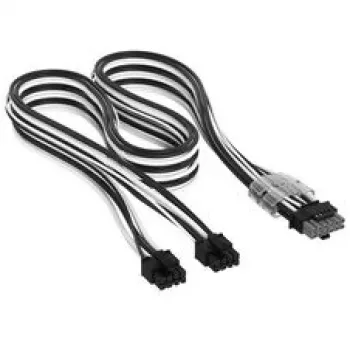 Corsair Premium-Sleeved 2x 8-Pin auf 12V-2x6-Kabel, für Typ-5-Netzteil – Schwarz/Weiß