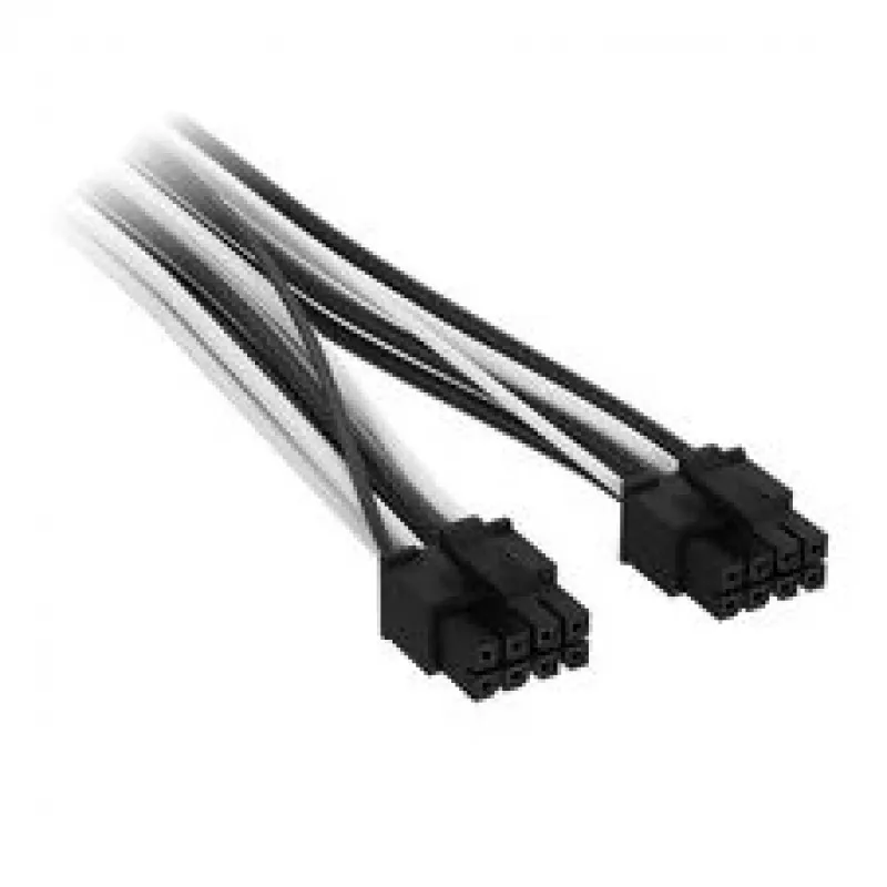 Corsair Premium-Sleeved 2x 8-Pin auf 12V-2x6-Kabel, für Typ-5-Netzteil – Schwarz/Weiß