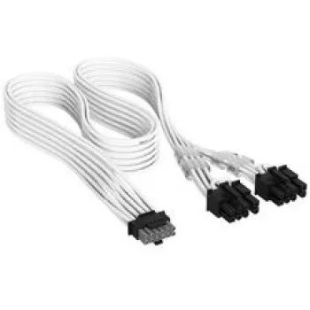 Corsair Premium-Sleeved 12V-2x6 auf 2x 6+2-Pin-PCIe-Kabel, Universal - Weiß