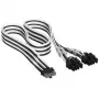 Corsair Premium-Sleeved 12V-2x6 auf 2x 6+2-Pin-PCIe-Kabel, Universal – Schwarz/Weiß