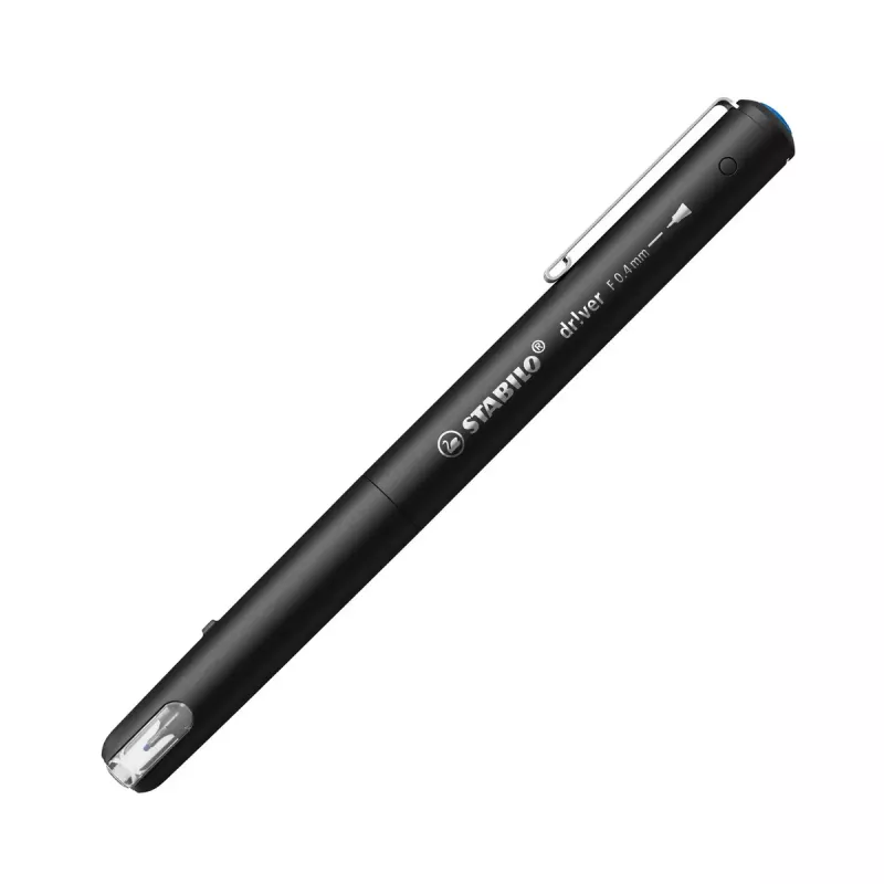 Fineliner Stabilo dr!ver 1088/41 – blaue Tinte, 0,4 mm Strichbreite, schwarzer Schaft