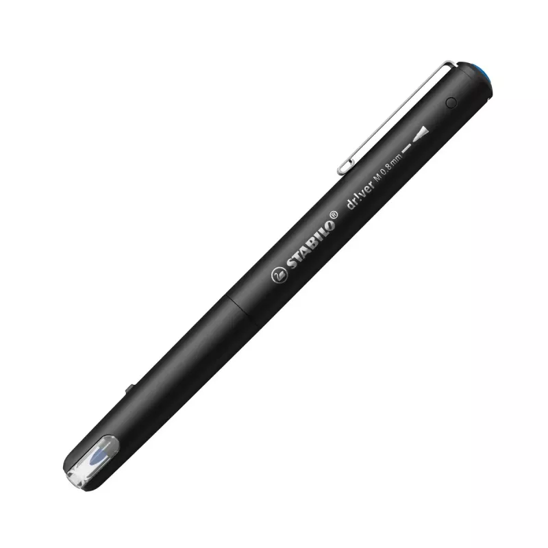 Fineliner-Stift Stabilo dr!ver Medium (0,8 mm) – Blaue Tinte, schwarzer Schaft