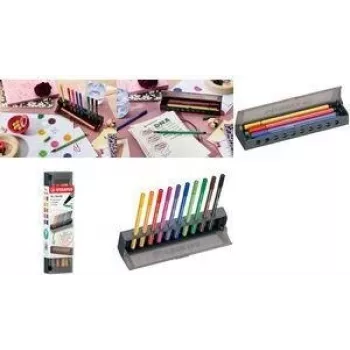 Faserstift-Set Stabilo Pen 68 10er-Pack mit Kunststoffetui und Schreibunterlage (Modell 6810-7)