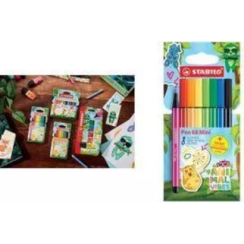 Faserschreiber Stabilo Pen 68 Mini Animal Vibes 8-teilig, Strichstärke 1,0 mm, wasserbasierte geruchlose Tinte