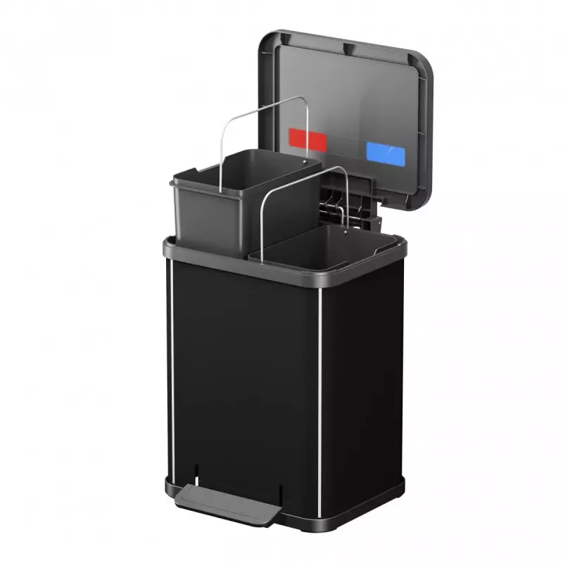 Mülleimer Hailo Öko duo plus M 18 L Rechteckig Stahl Schwarz