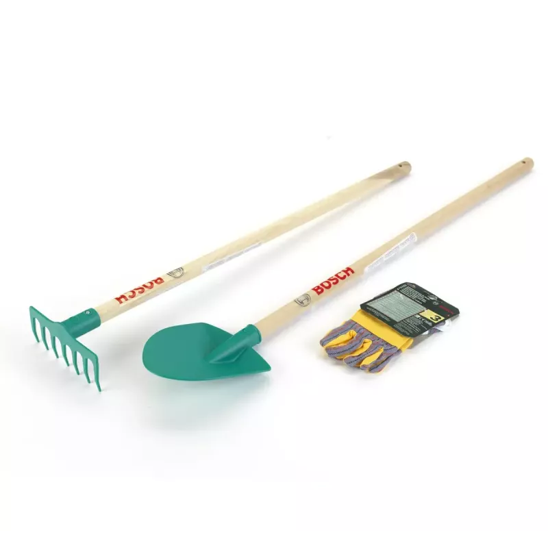 Bosch Gartenset von Theo Klein, Handschuhe, Schaufel, Rechen