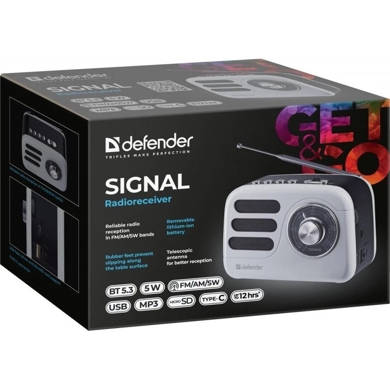 Tragbarer Lautsprecher DEFENDER SIGNAL mit FM/MP3/SD/USB und Bluetooth (5W, Antenne)