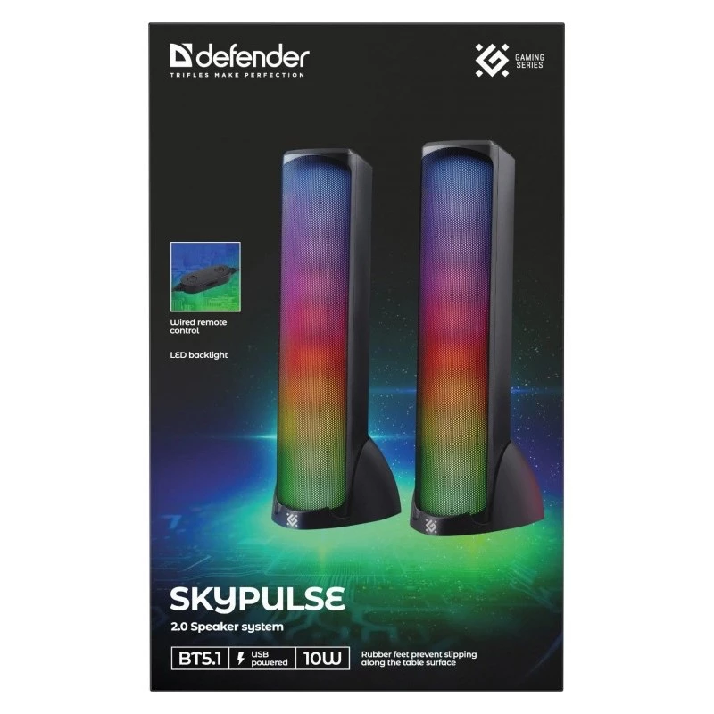 Desktop-Lautsprecher DEFENDER SKYPULSE 2.0, Bluetooth, USB, 10W, RGB-Beleuchtung