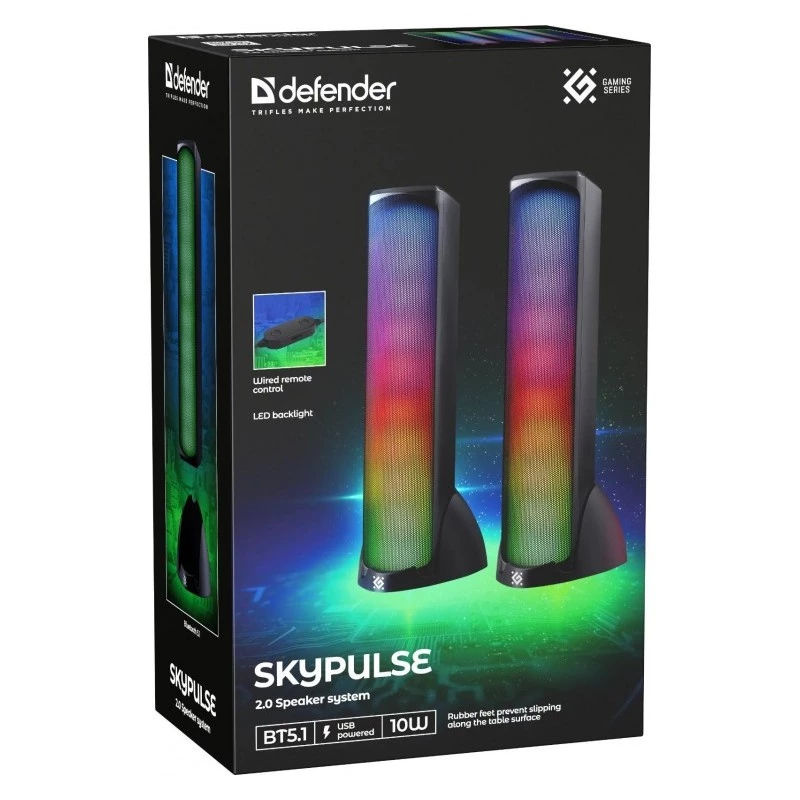 Desktop-Lautsprecher DEFENDER SKYPULSE 2.0, Bluetooth, USB, 10W, RGB-Beleuchtung