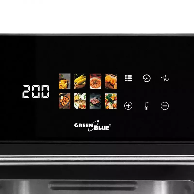 Heißluftfritteuse GreenBlue GB950 1800W, 10 l Fassungsvermögen, 8 Programme, Touch-Bedienfeld, Timer, schwarz