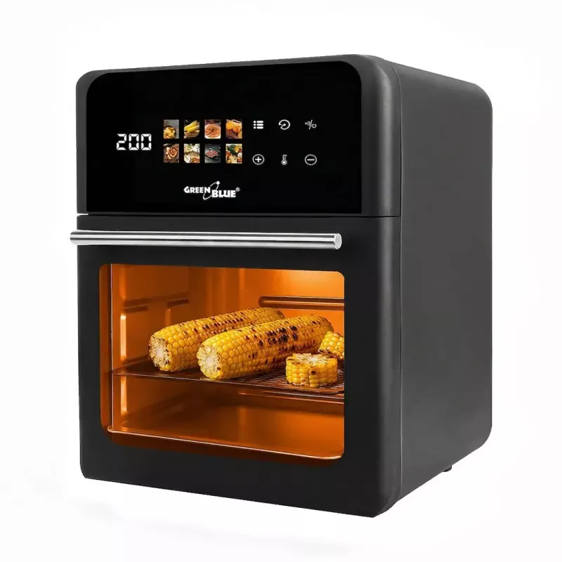 Heißluftfritteuse GreenBlue GB950 1800W, 10 l Fassungsvermögen, 8 Programme, Touch-Bedienfeld, Timer, schwarz