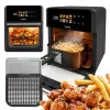 Heißluftfritteuse GreenBlue GB950 1800W, 10 l Fassungsvermögen, 8 Programme, Touch-Bedienfeld, Timer, schwarz