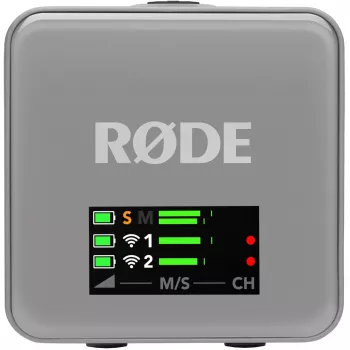Kabelloses Mikrofon Rode Wireless GO III grau — kompaktes Design, integrierter Akku