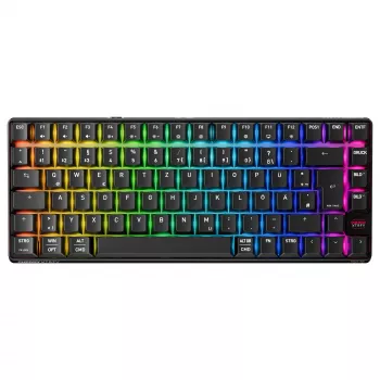 Kabellose Gaming-Tastatur Cherry XTRFY K33 Compact 75 % QWERTZ Deutsch USB + RF + Bluetooth RGB Schwarz