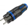 BACHMANN Profi-Schutzkontaktstecker CEE7/7, gummiert, IP54, schwarz / blau (BM0017347)