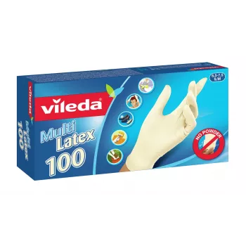 Einweg-Latexhandschuhe VILEDA Multi Latex 100, Beige, Größe S/M, 100 Stück