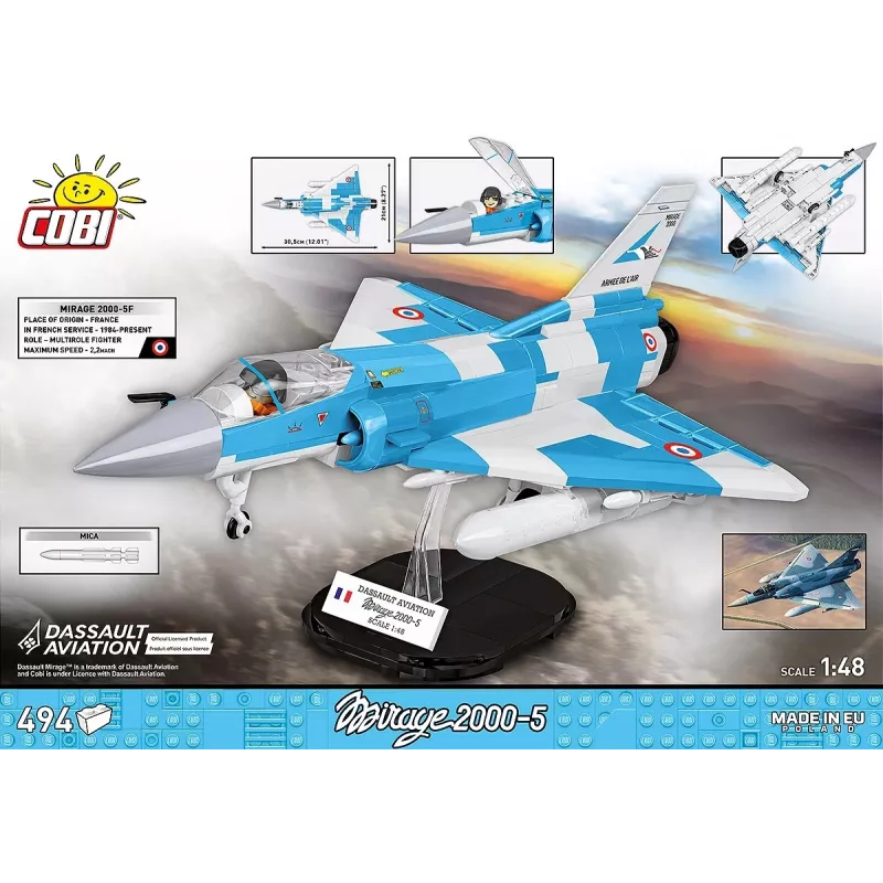 Cobi Mirage 2000-5F Brick Model Kit, Armed Forces Series, 495 Teile, Maßstab 1:48