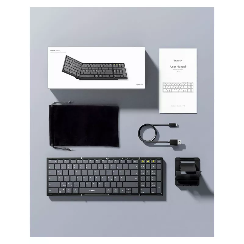 Kabellose Bluetooth Full-Size-Tastatur Inateck N0135 Schwarz — QWERTZ, Scherenschalter