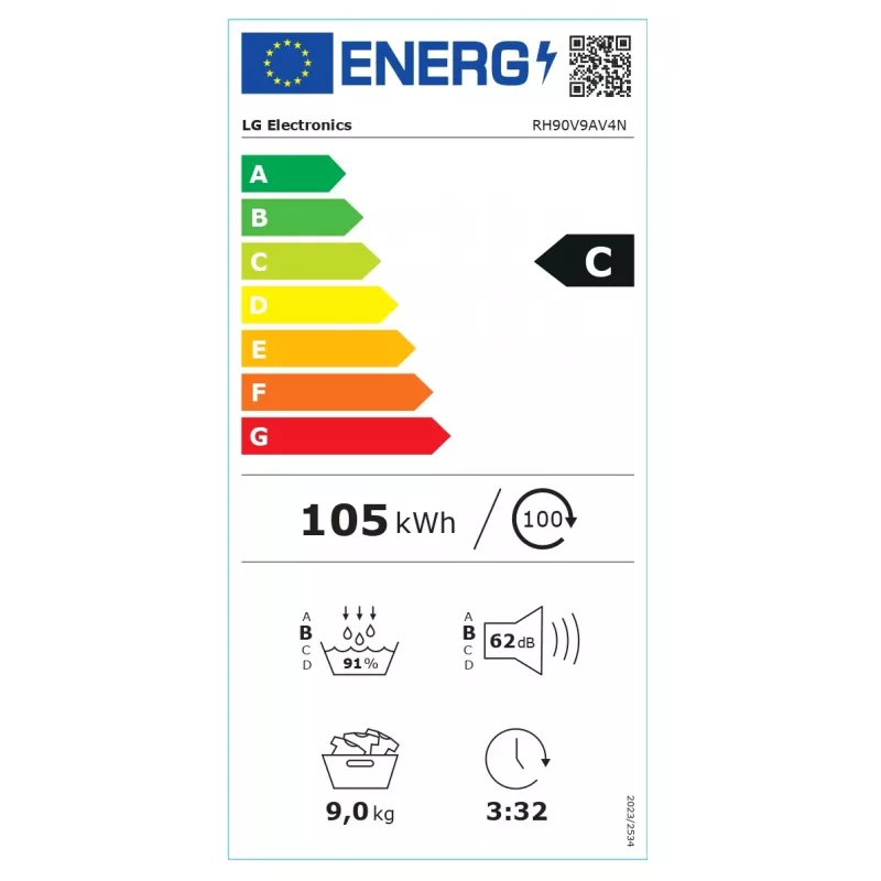 LG RH90V9AV4N, Wärmepumpe, 9 kg, Tiefe 66 cm - Wäschetrockner