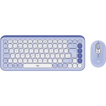 Logitech POP Icon Combo - Tastatur-und-Maus-Set - kabellos - Bluetooth LE - QWERTZ - Schweiz - fliederfarben , Off-White (920-013277)