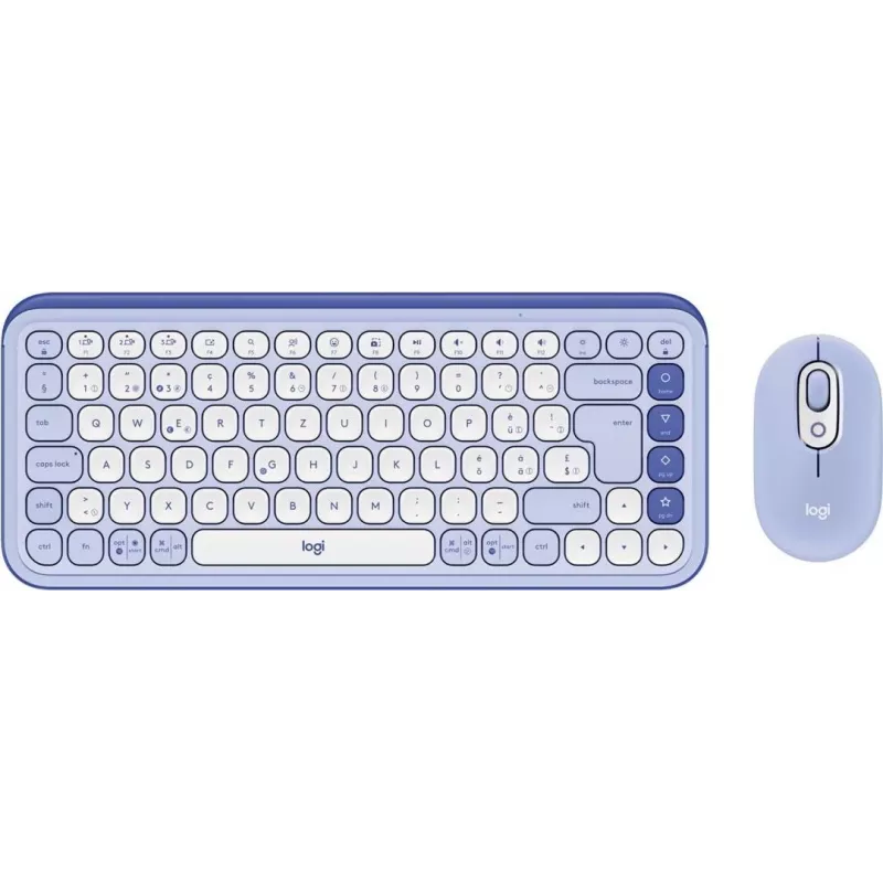 Logitech POP Icon Combo - Tastatur-und-Maus-Set - kabellos - Bluetooth LE - QWERTZ - Schweiz - fliederfarben , Off-White (920-013277)